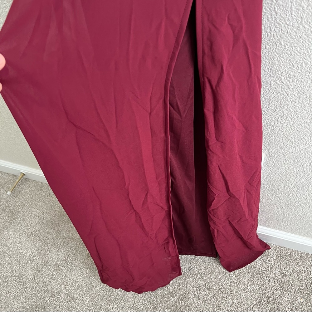 NWT Lulus Event Ready Burgundy Backless Lace-Up Maxi Dress Evening Formal MD - Picture 6 of 10